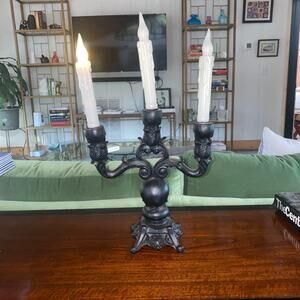 Black Halloween Candle Holder Spooky Candelabra will Skull